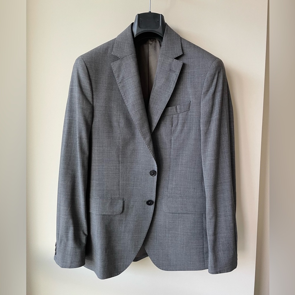 👔🔥 Massimo Dutti Suit, gray houndstooth italian wool, blazer size 36, pants 31
